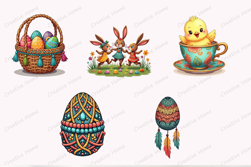 Boho Easter Clipart Bundle 5 - CraftNest - Digital Crafting and Art