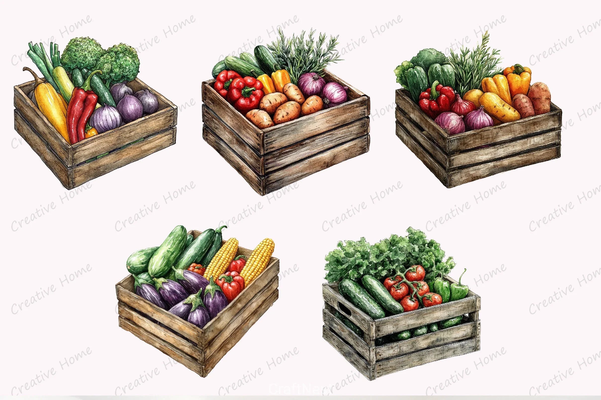 Farm Vegetables Clipart Bundle 7 - CraftNest - Digital Crafting and Art