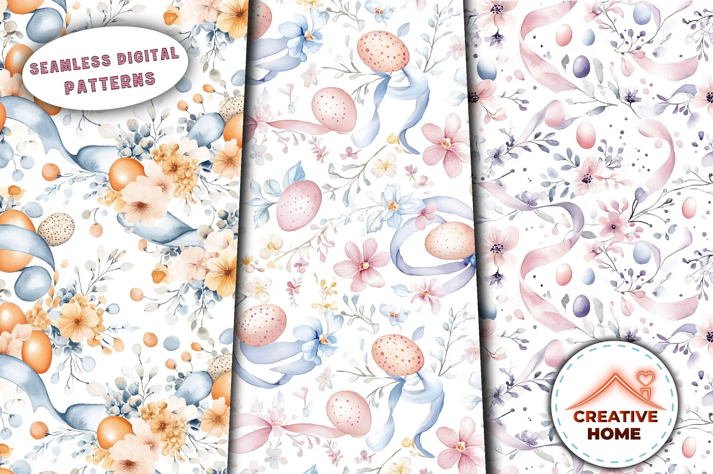 Easter Eggs Ribbons Flowers Clipart Bundle - CraftNest - Digital Crafting and Art