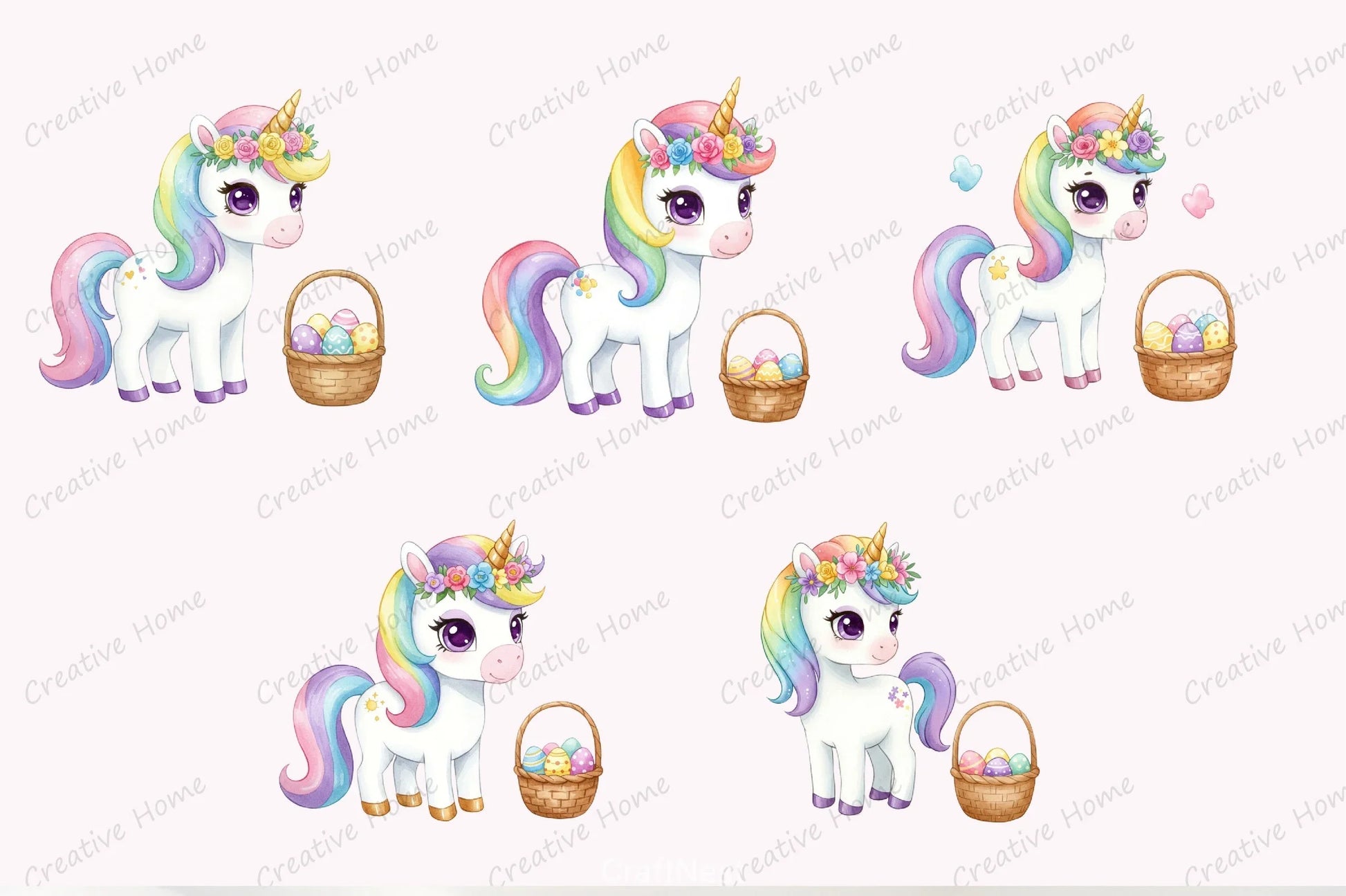 Unicorn Easter Basket Clipart Bundle - CraftNest - Digital Crafting and Art