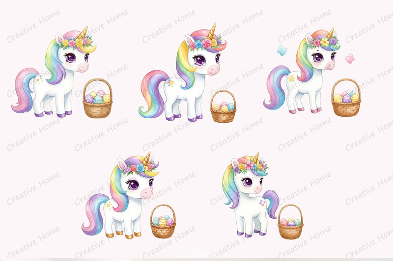 Unicorn Easter Basket Clipart Bundle - CraftNest - Digital Crafting and Art