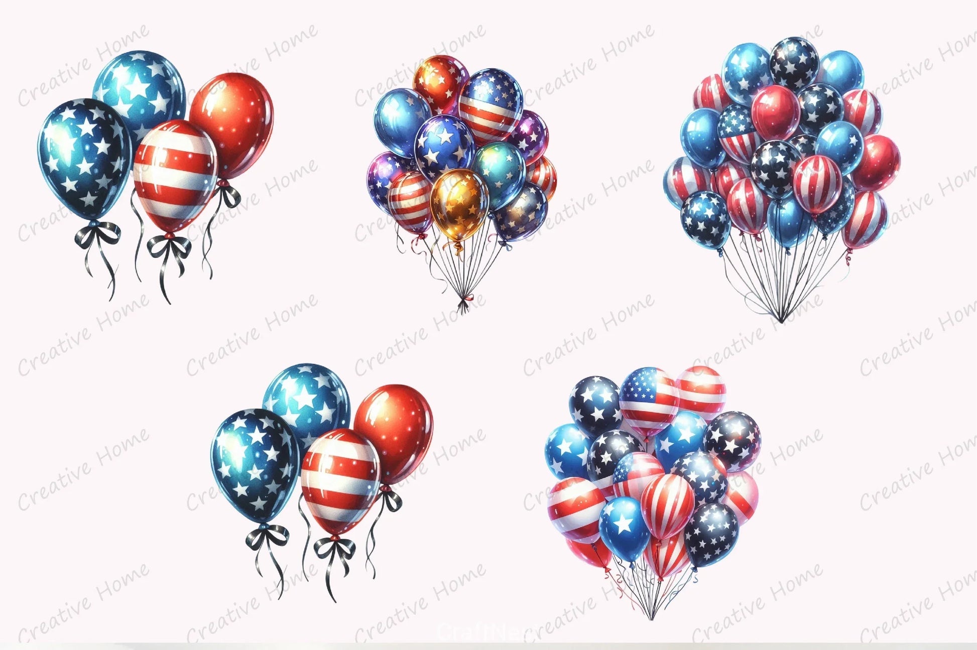 American 4th of July Party Balloons Clipart Bundle - CraftNest - Digital Crafting and Art