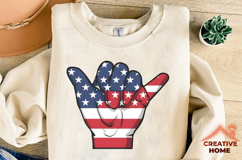 Patriotic Shaka Hand Sign Clipart Bundle - CraftNest - Digital Crafting and Art