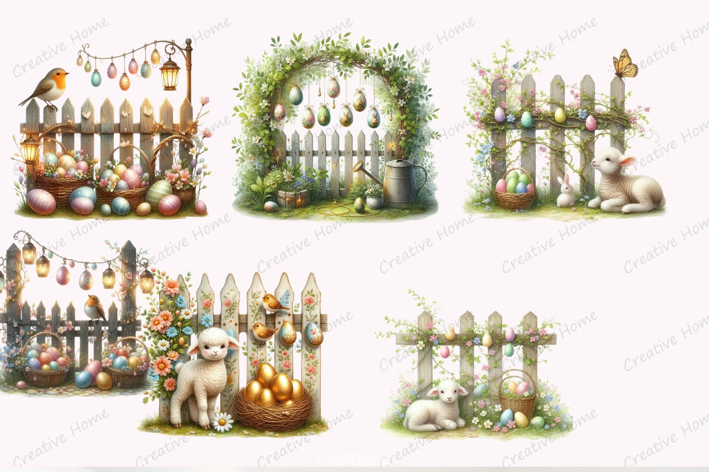 Easter Fence Clipart Bundle - CraftNest - Digital Crafting and Art