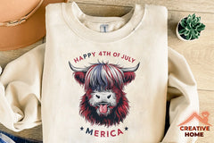 Patriotic Highland Cow Clipart Bundle 6 - CraftNest - Digital Crafting and Art