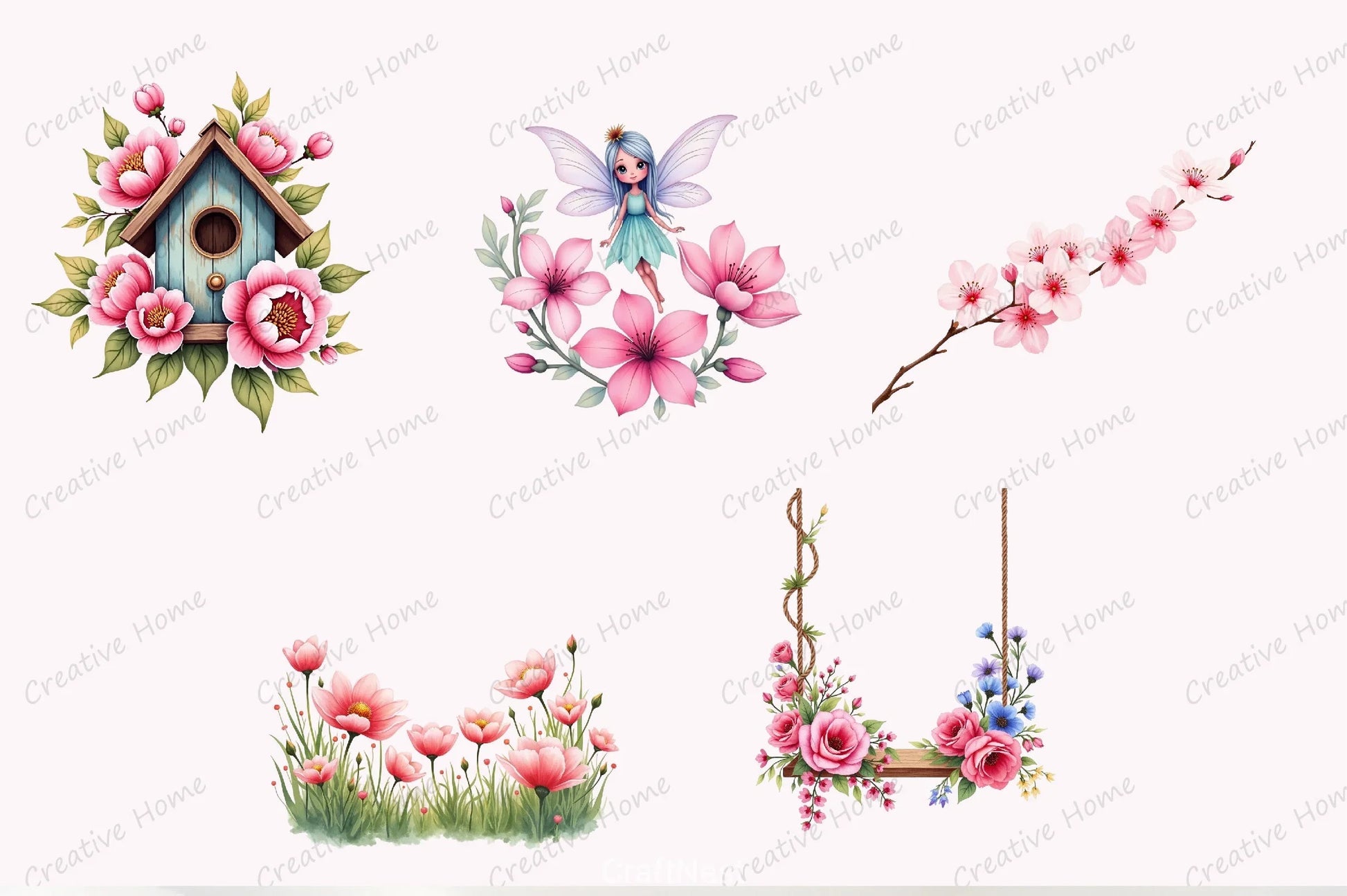 Pink Spring Clipart Bundle 4 - CraftNest - Digital Crafting and Art