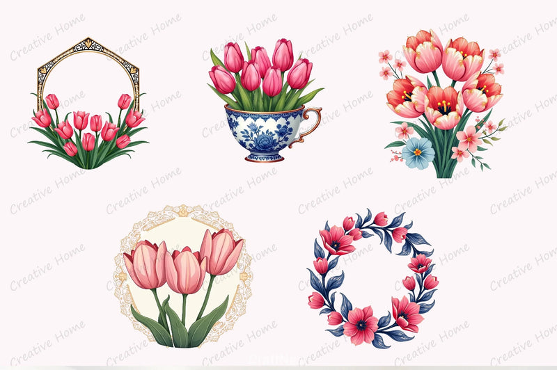 Spring Tulip Clipart Bundle 4 - CraftNest - Digital Crafting and Art