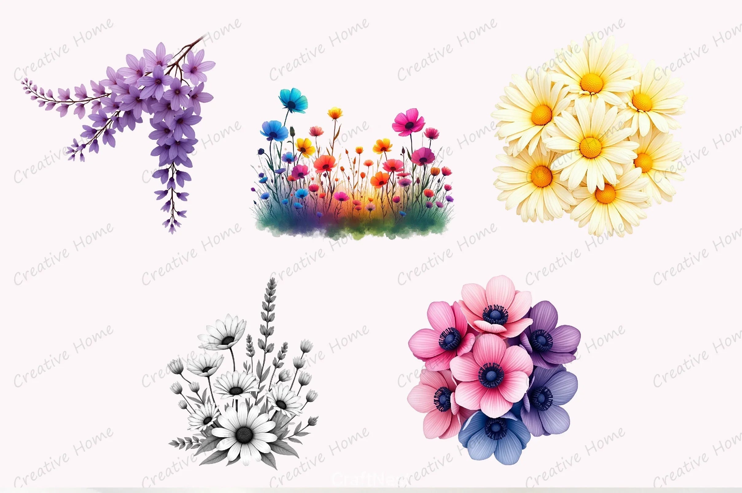 Wildflowers Clipart Bundle 1 - CraftNest - Digital Crafting and Art