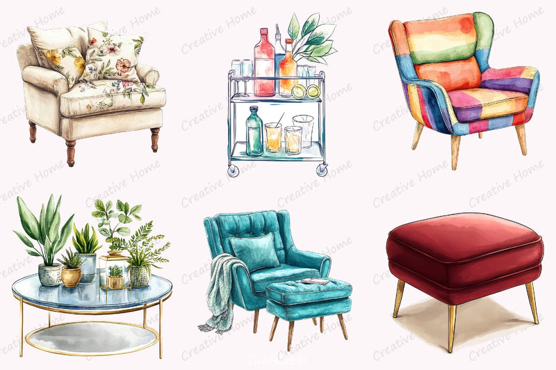 Home Furniture Clipart Bundle 3 - CraftNest - Digital Crafting and Art