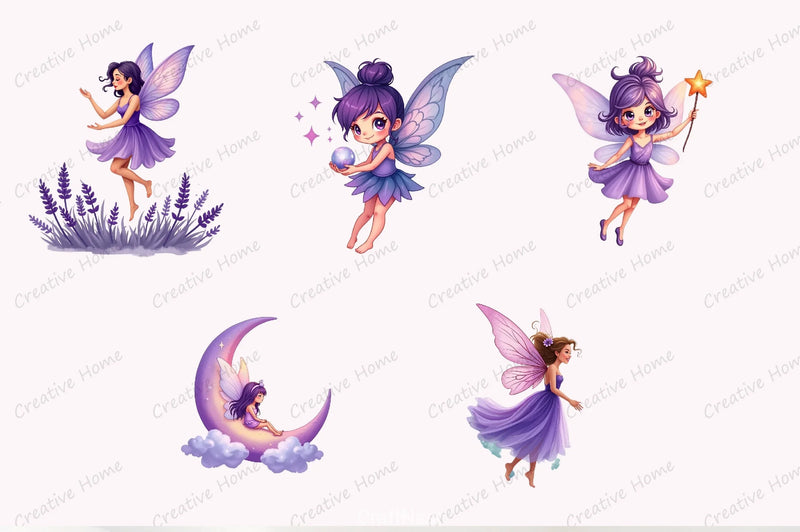 Enchanted Purple Fairy Clipart Bundle - CraftNest - Digital Crafting and Art