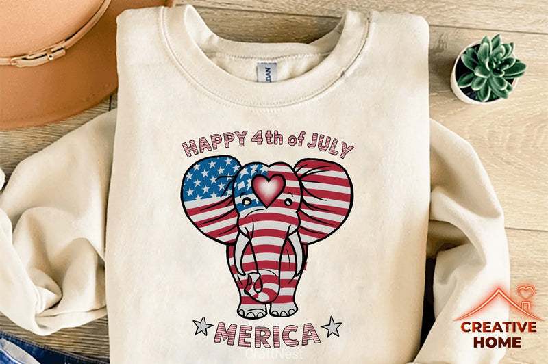 Patriotic Elephant Heart Clipart Bundle 1 - CraftNest - Digital Crafting and Art
