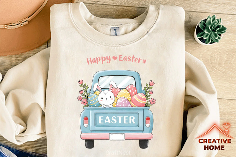 Easter Bunny Truck Clipart Bundle 1 - CraftNest - Digital Crafting and Art