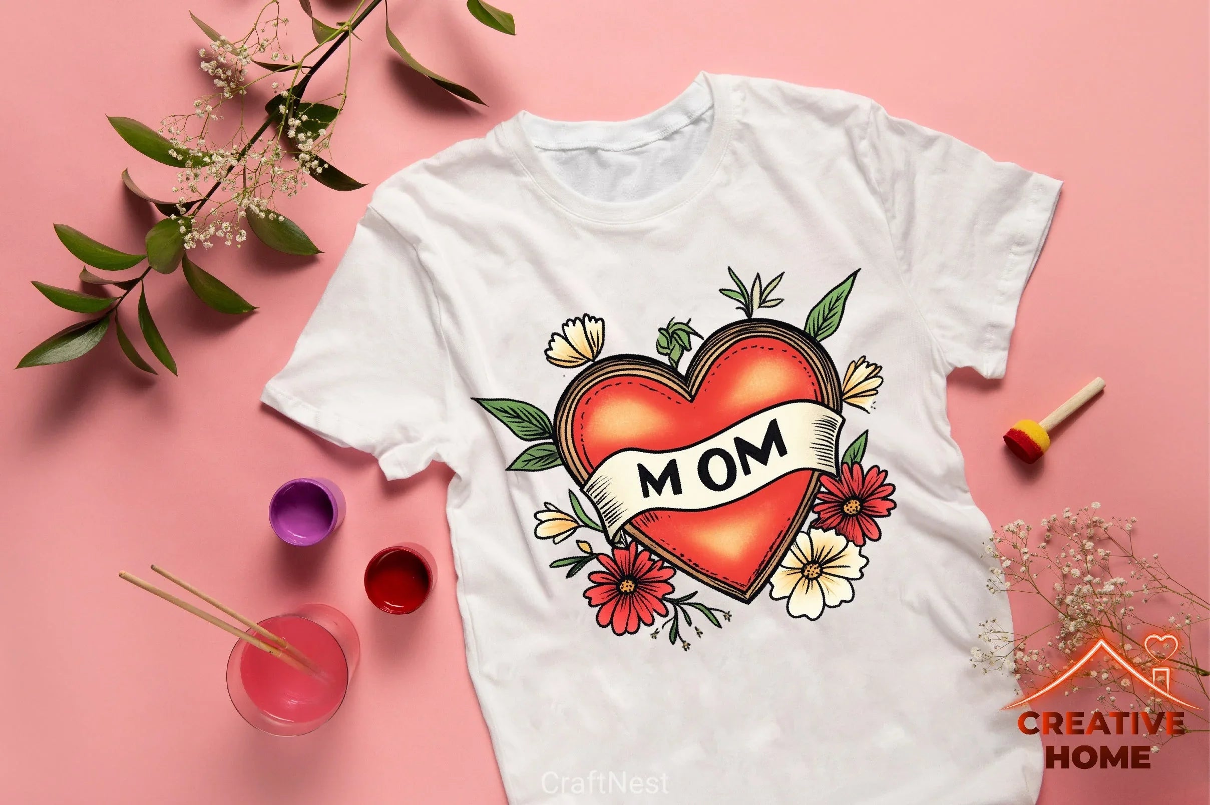 Mother's Day Heart Flowers Clipart Bundle - CraftNest - Digital Crafting and Art