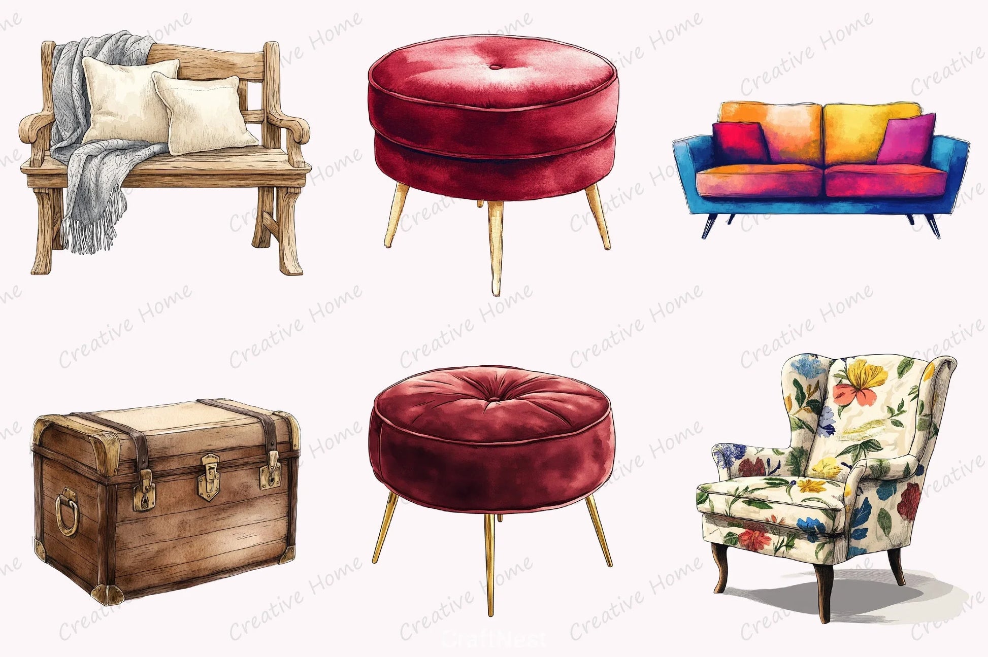 Home Furniture Clipart Bundle 3 - CraftNest - Digital Crafting and Art