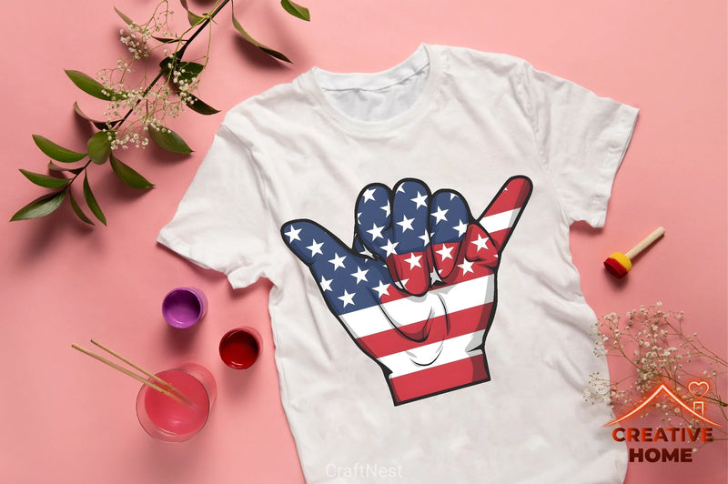 Patriotic Shaka Hand Sign Clipart Bundle - CraftNest - Digital Crafting and Art