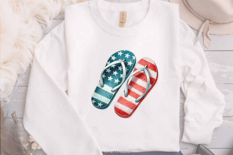 4th of July Flip Flops Clipart Bundle - CraftNest - Digital Crafting and Art