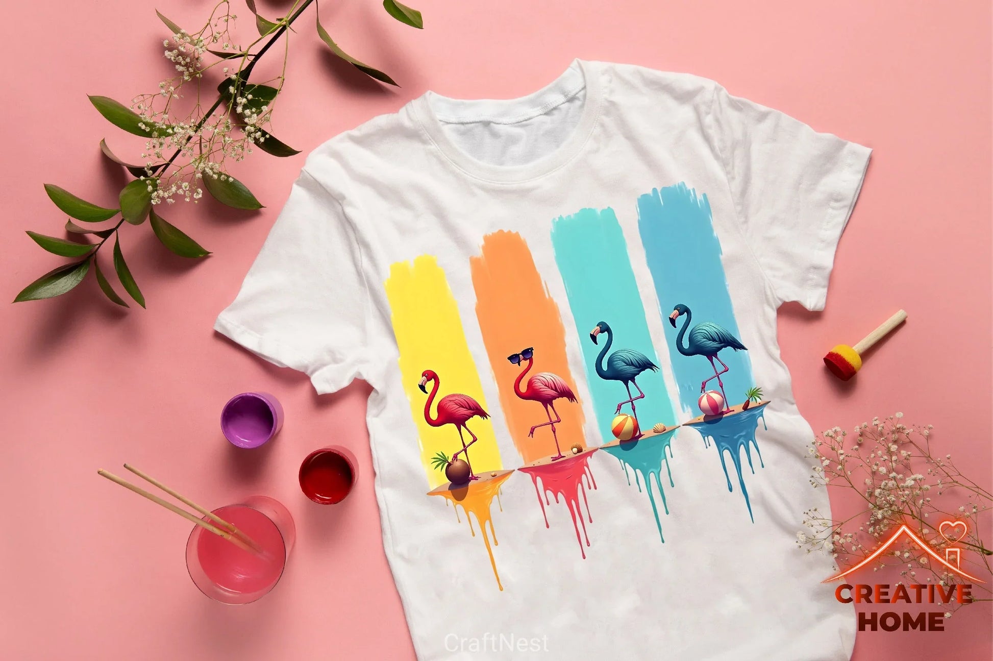 Summer Solstice Flamingos Clipart Bundle - CraftNest - Digital Crafting and Art