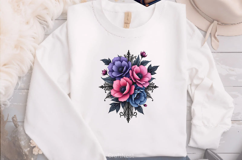 Dark Moody Gothic Flower Clipart Bundle 29 - CraftNest - Digital Crafting and Art