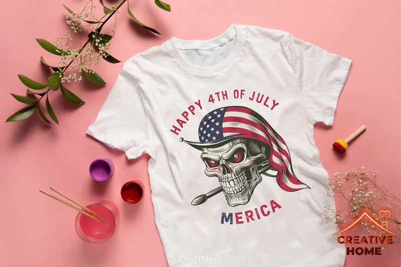 Patriotic Skull Flag Clipart Bundle - CraftNest - Digital Crafting and Art