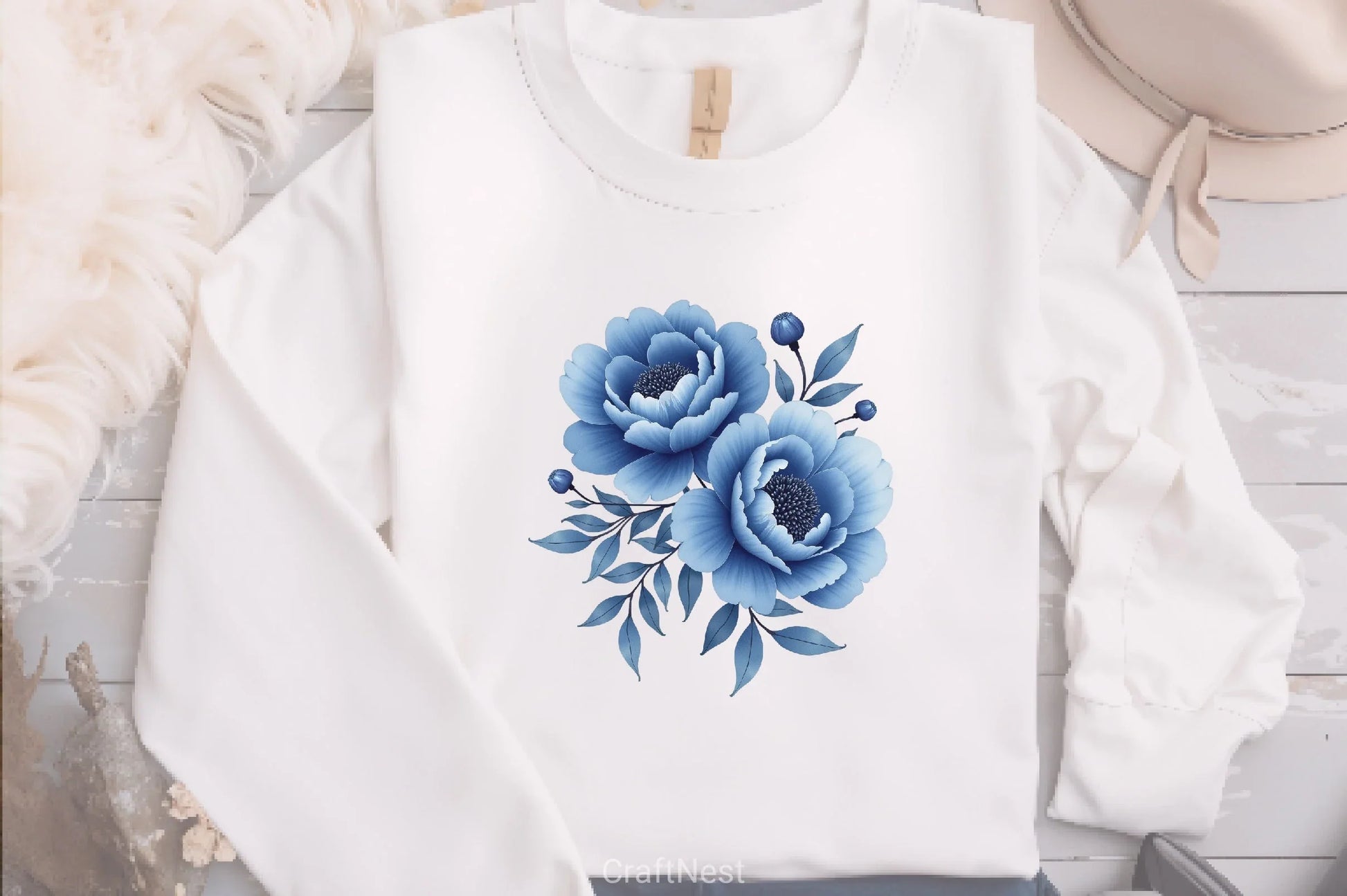 Blue Bloom Floral Clipart Bundle - CraftNest - Digital Crafting and Art