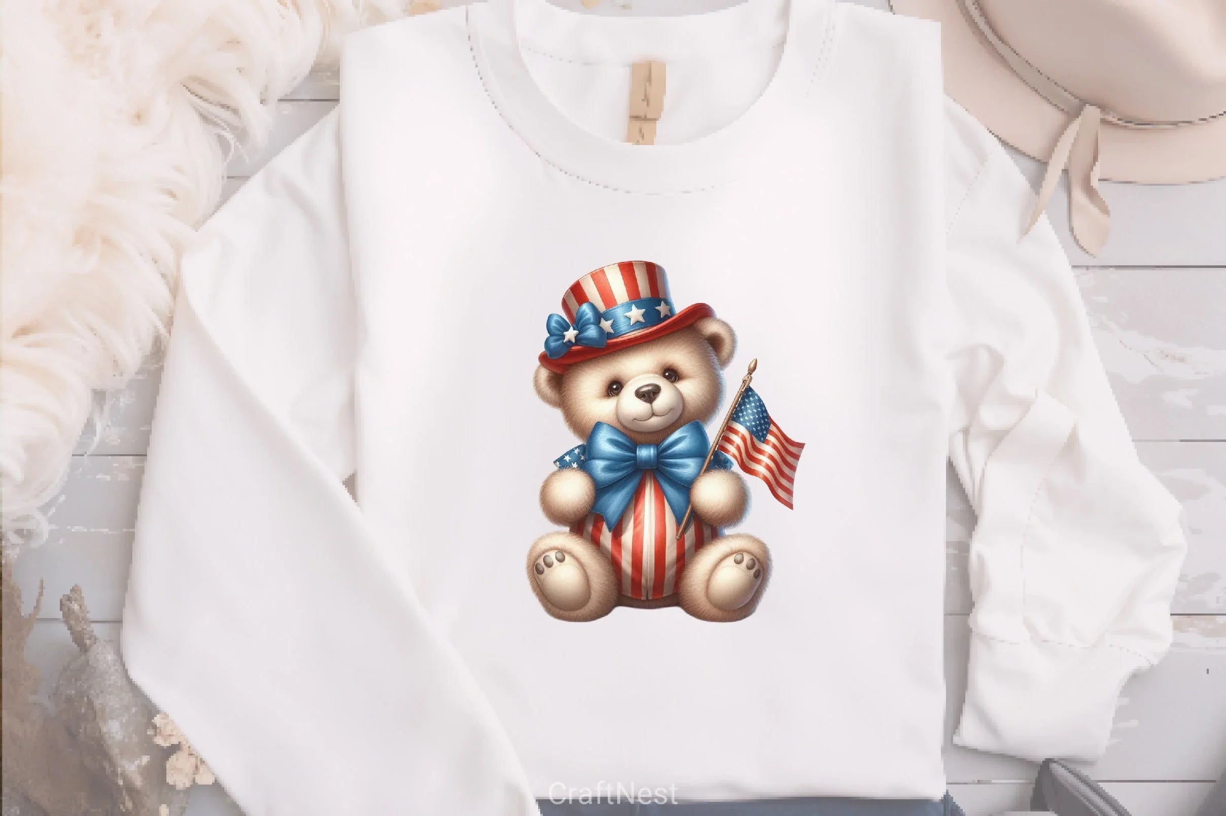 Patriotic 4th of July Teddy Bear Clipart Bundle - CraftNest - Digital Crafting and Art