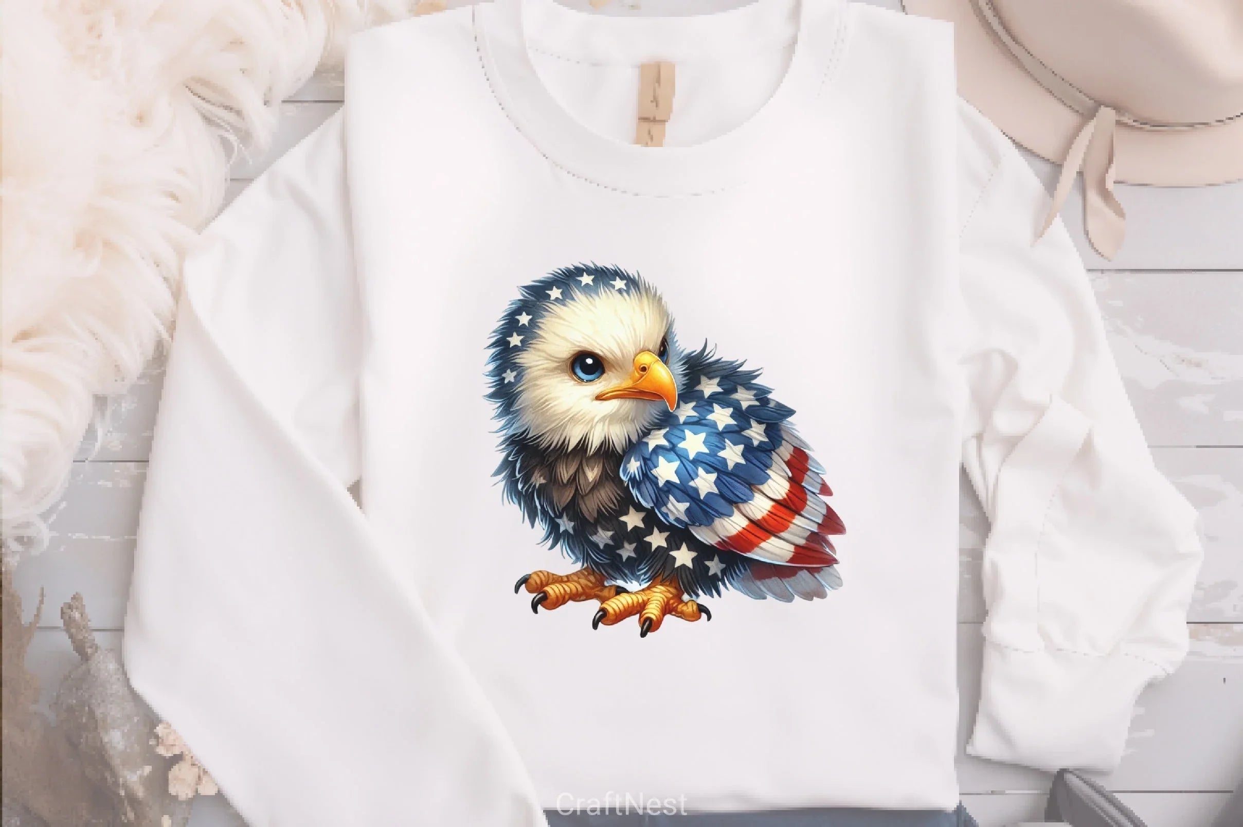 Cute Baby Bald Eagle 4th July Clipart Bundle - CraftNest - Digital Crafting and Art