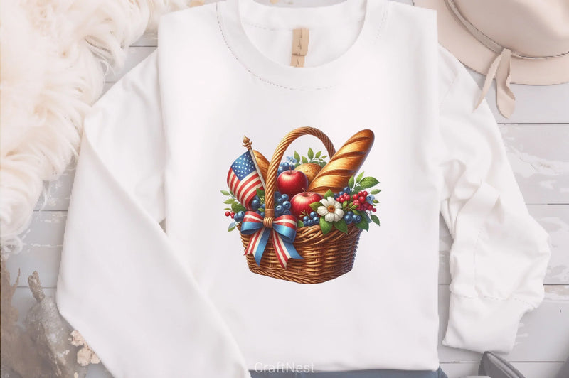 Patriotic Flowers Basket Flag Clipart Bundle - CraftNest - Digital Crafting and Art