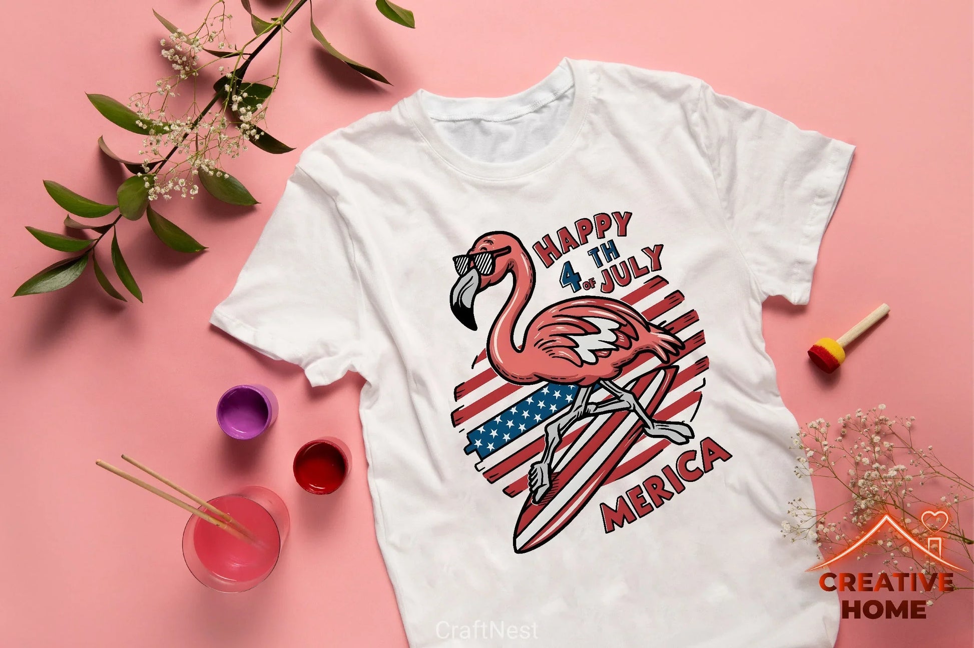 Patriotic Flamingo Surfboard Clipart Bundle - CraftNest - Digital Crafting and Art