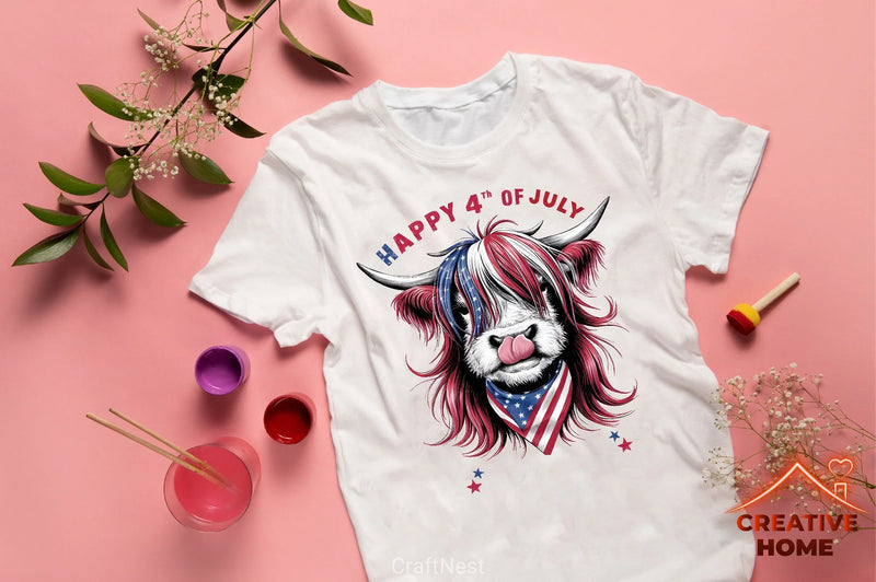 Patriotic Highland Cow Clipart Bundle 2 - CraftNest - Digital Crafting and Art