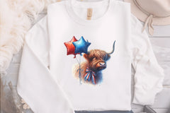 Patriotic Highland Cow Clipart Bundle 5 - CraftNest - Digital Crafting and Art