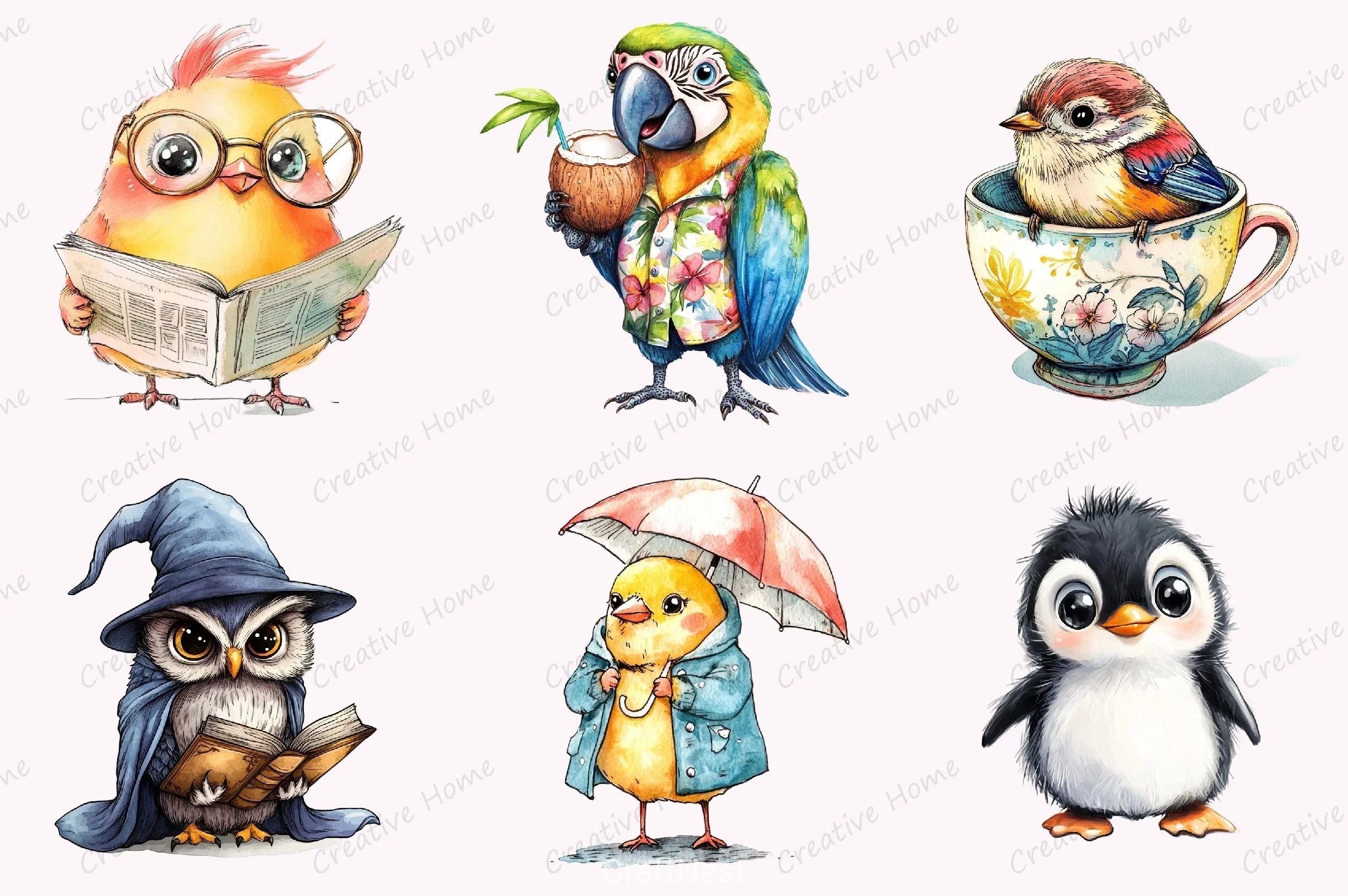 Funny Birds Clipart Bundle 13 - CraftNest - Digital Crafting and Art