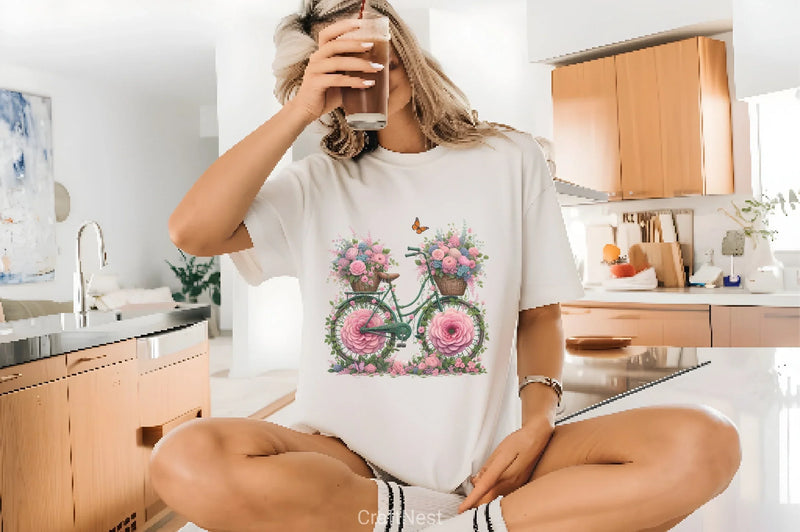 Floral Bicycle Vintage Clipart Bundle - CraftNest - Digital Crafting and Art