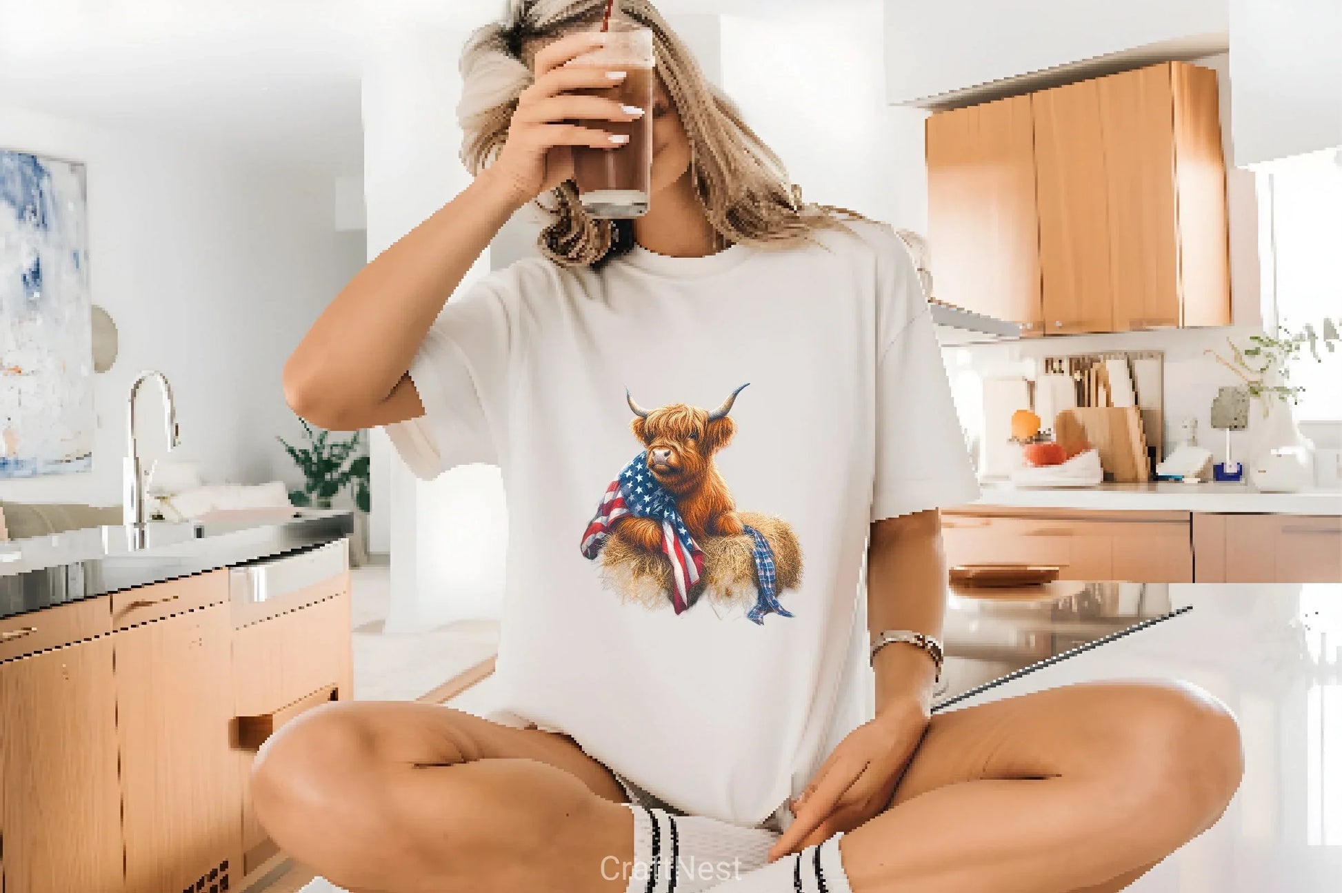 Patriotic Highland Cow Clipart Bundle 5 - CraftNest - Digital Crafting and Art