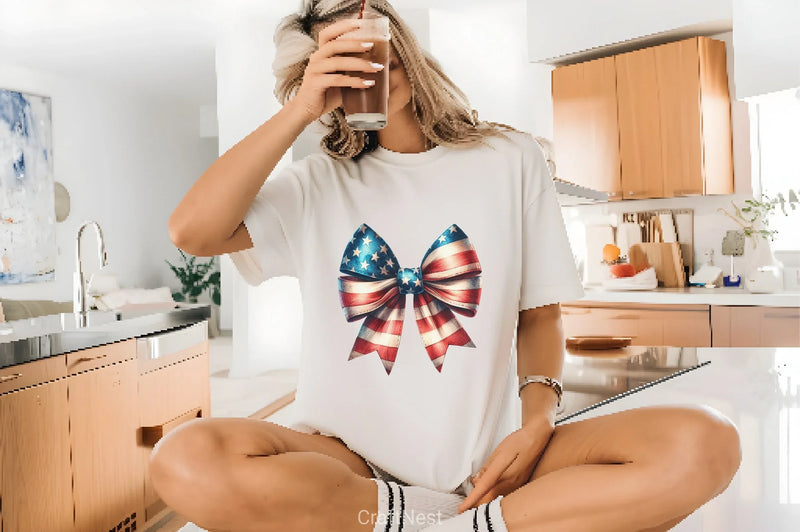 Coquette Bow 4th July Flag Clipart Bundle - CraftNest - Digital Crafting and Art