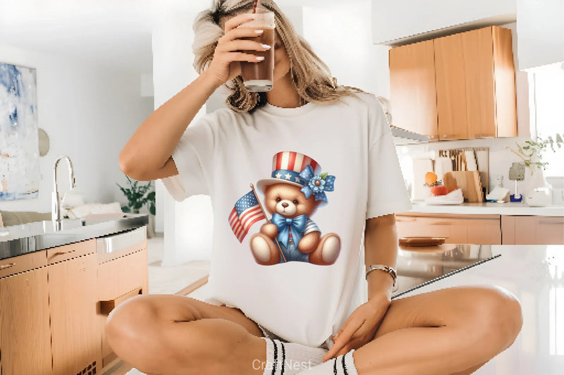 Patriotic 4th of July Teddy Bear Clipart Bundle - CraftNest - Digital Crafting and Art