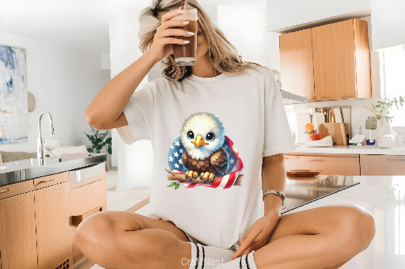 Cute Baby Bald Eagle 4th July Clipart Bundle - CraftNest - Digital Crafting and Art