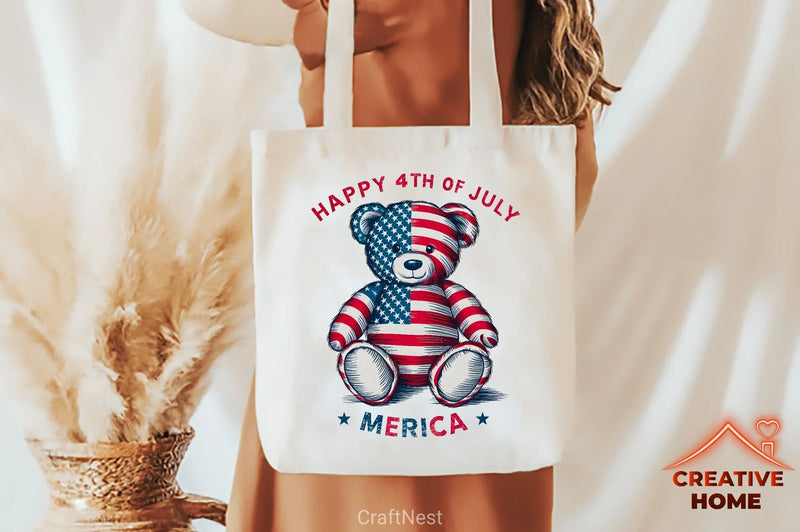 Patriotic Teddy Bear Clipart Bundle - CraftNest - Digital Crafting and Art