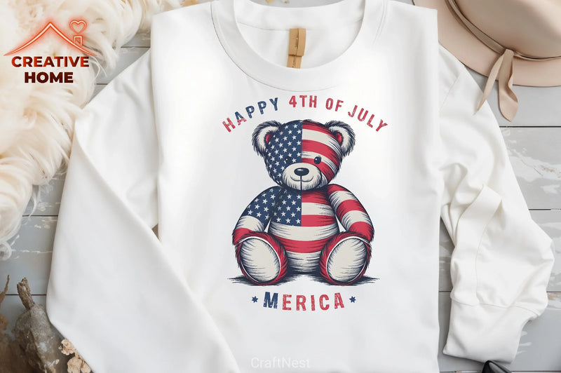 Patriotic Teddy Bear Clipart Bundle 1 - CraftNest - Digital Crafting and Art