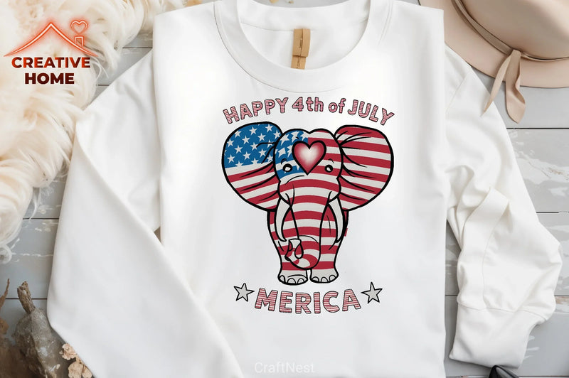 Patriotic Elephant Heart Clipart Bundle 1 - CraftNest - Digital Crafting and Art