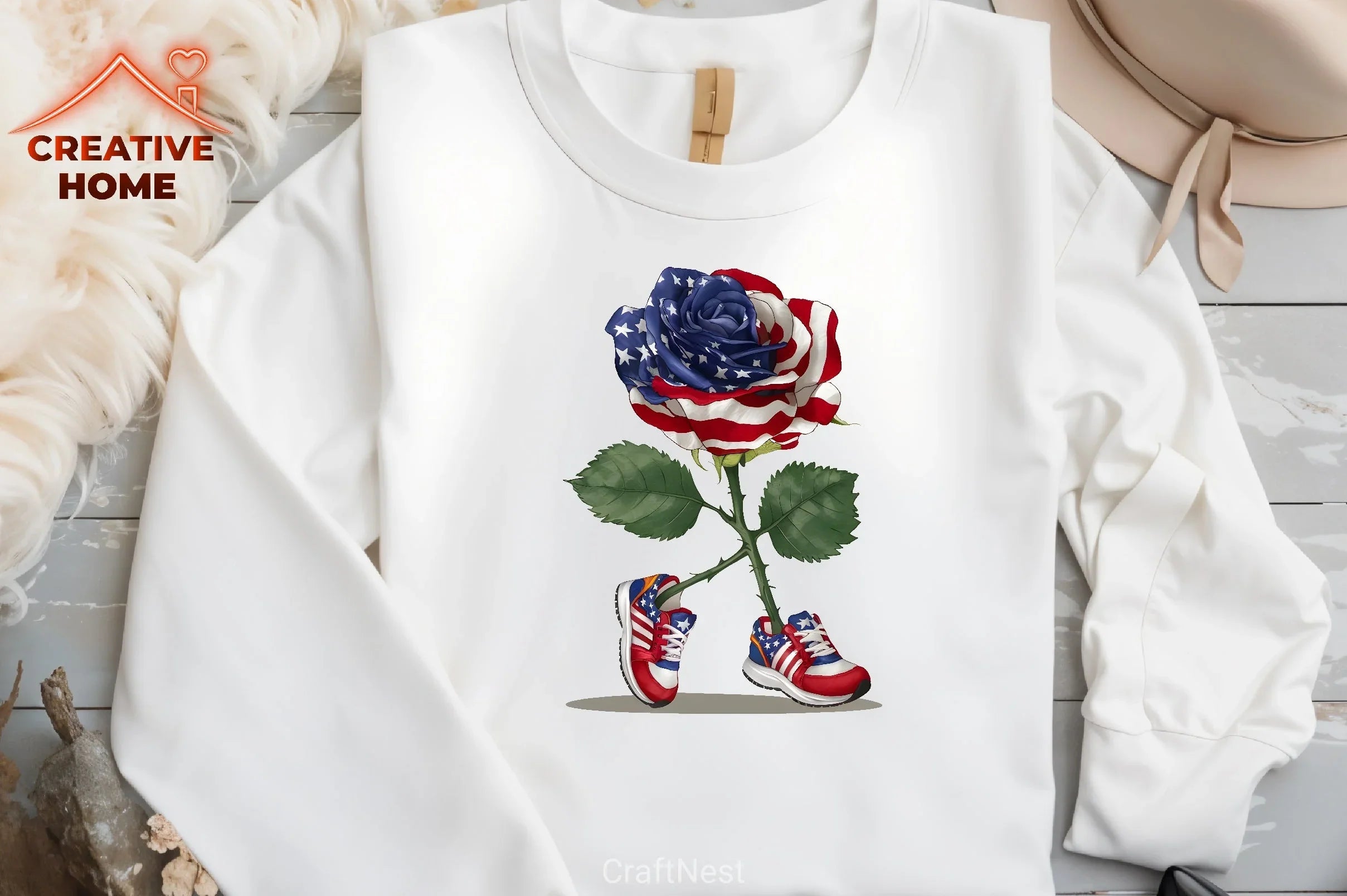 Patriotic Rose Running Shoes Clipart Bundle - CraftNest - Digital Crafting and Art