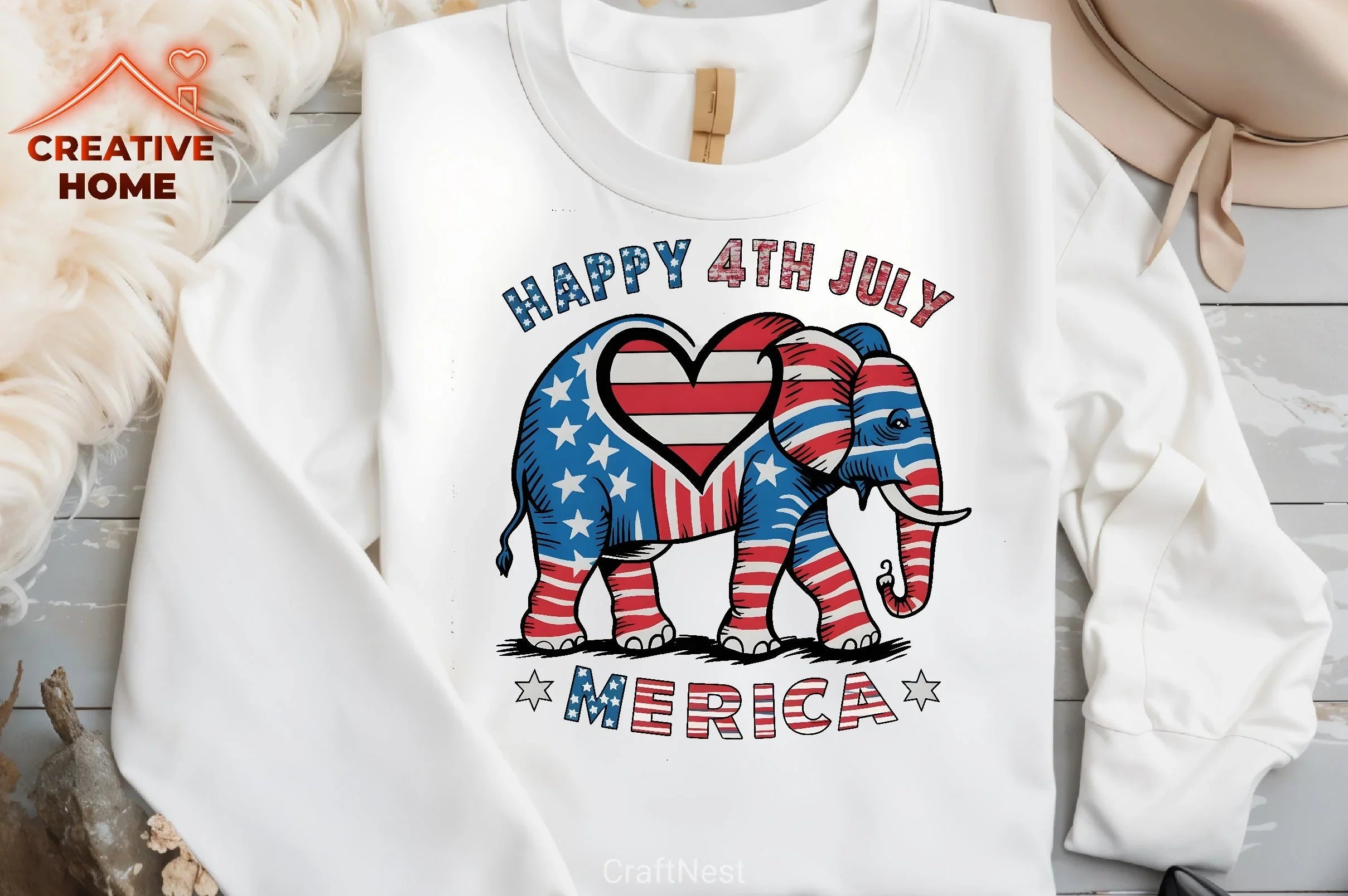 Patriotic Elephant Heart Clipart Bundle 2 - CraftNest - Digital Crafting and Art