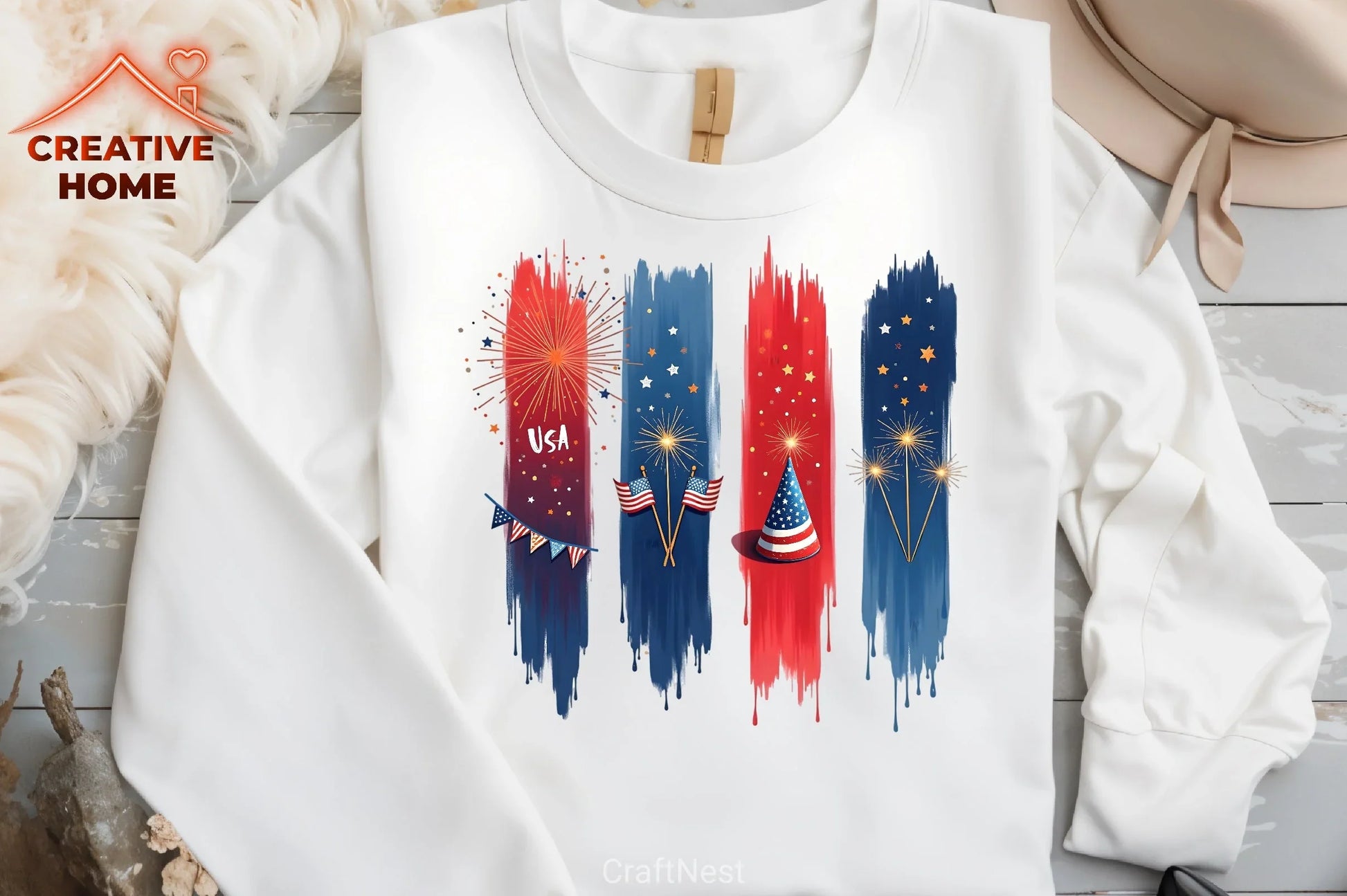 Patriotic Day Brushstrokes Clipart Bundle 1 - CraftNest - Digital Crafting and Art