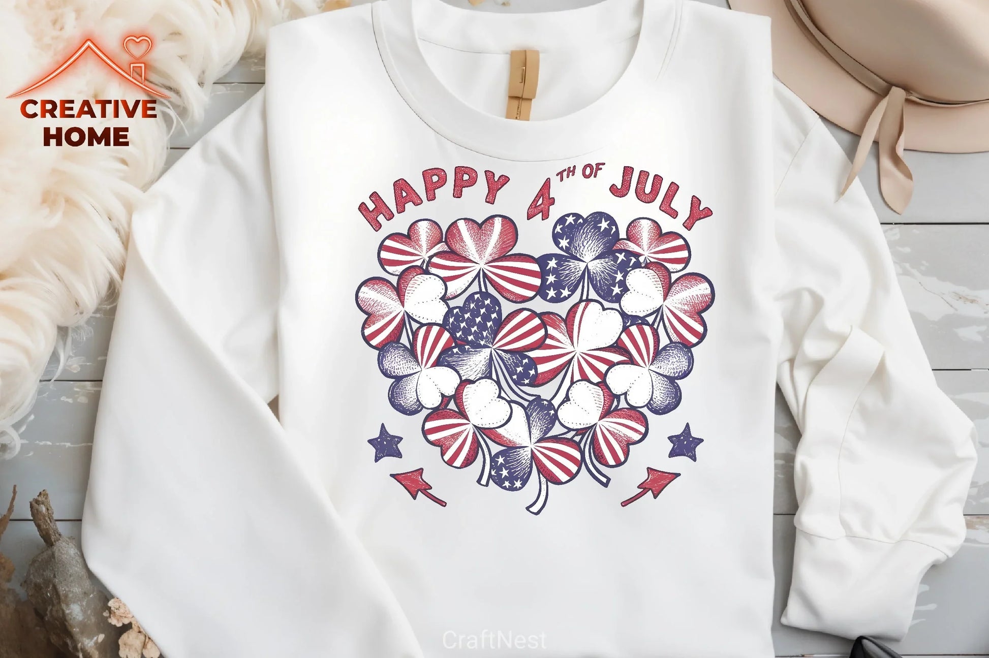 Patriotic Shamrock Heart Clipart Bundle - CraftNest - Digital Crafting and Art