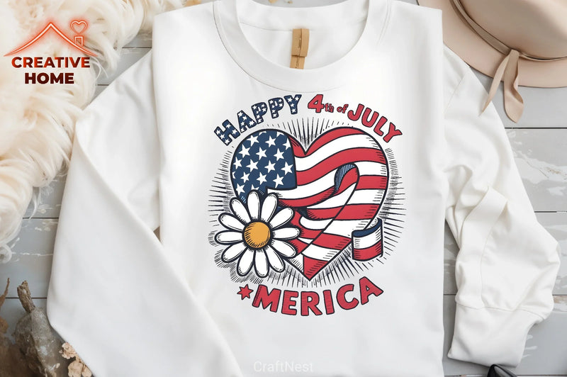 Patriotic Heart & Daisy Clipart Bundle - CraftNest - Digital Crafting and Art