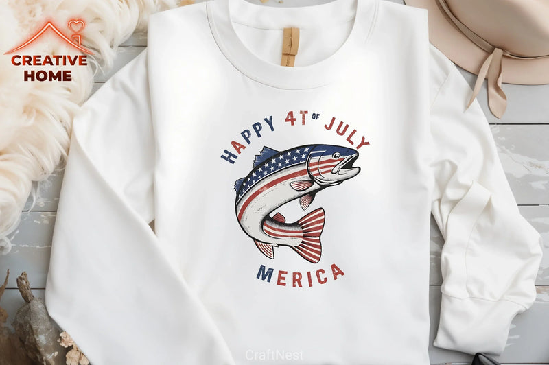 Patriotic Trout Logo Clipart Bundle - CraftNest - Digital Crafting and Art