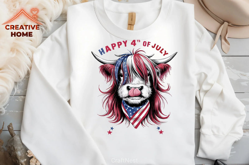 Patriotic Highland Cow Clipart Bundle 2 - CraftNest - Digital Crafting and Art