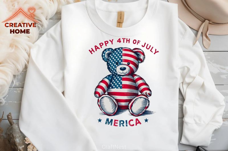 Patriotic Teddy Bear Clipart Bundle - CraftNest - Digital Crafting and Art