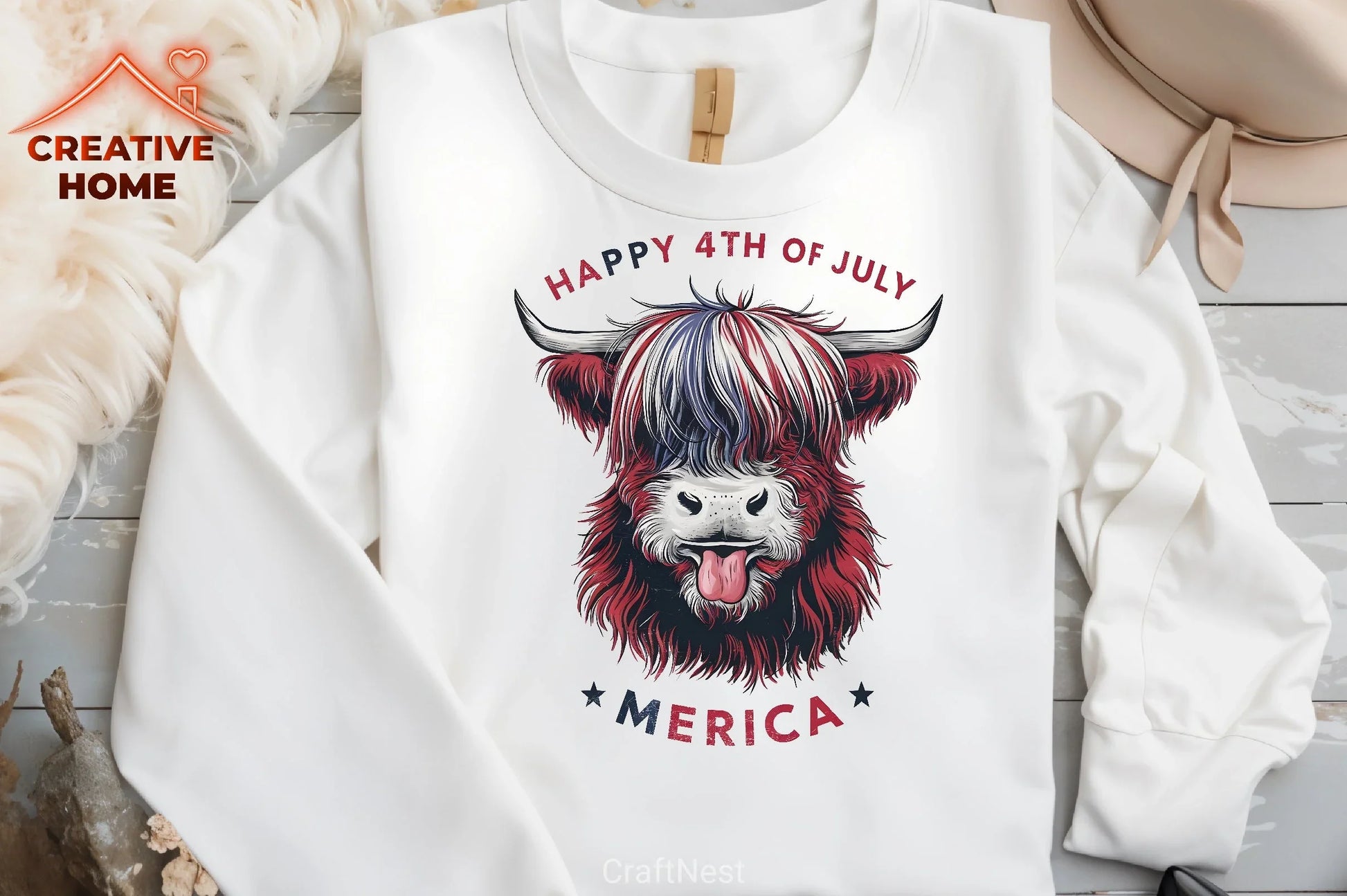 Patriotic Highland Cow Clipart Bundle 6 - CraftNest - Digital Crafting and Art