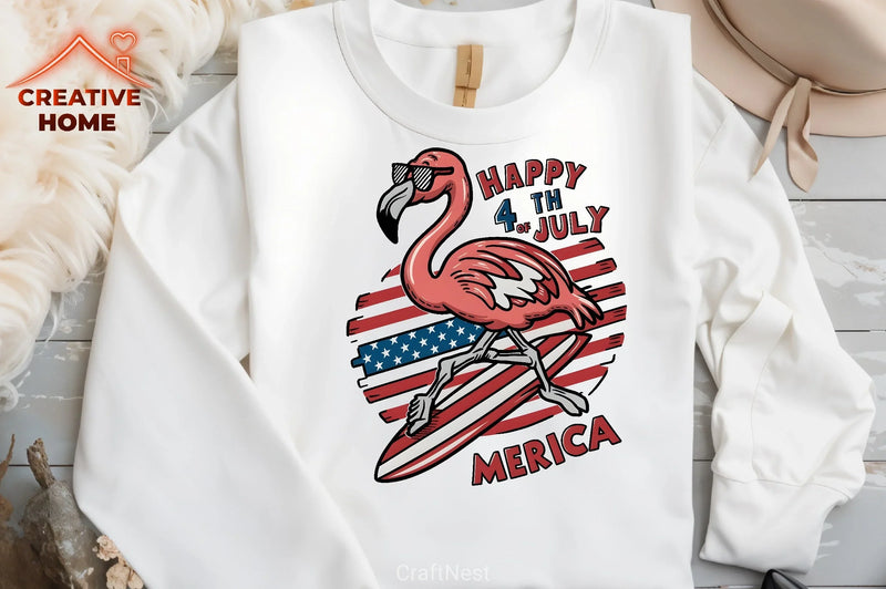 Patriotic Flamingo Surfboard Clipart Bundle - CraftNest - Digital Crafting and Art