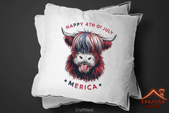 Patriotic Highland Cow Clipart Bundle 6 - CraftNest - Digital Crafting and Art